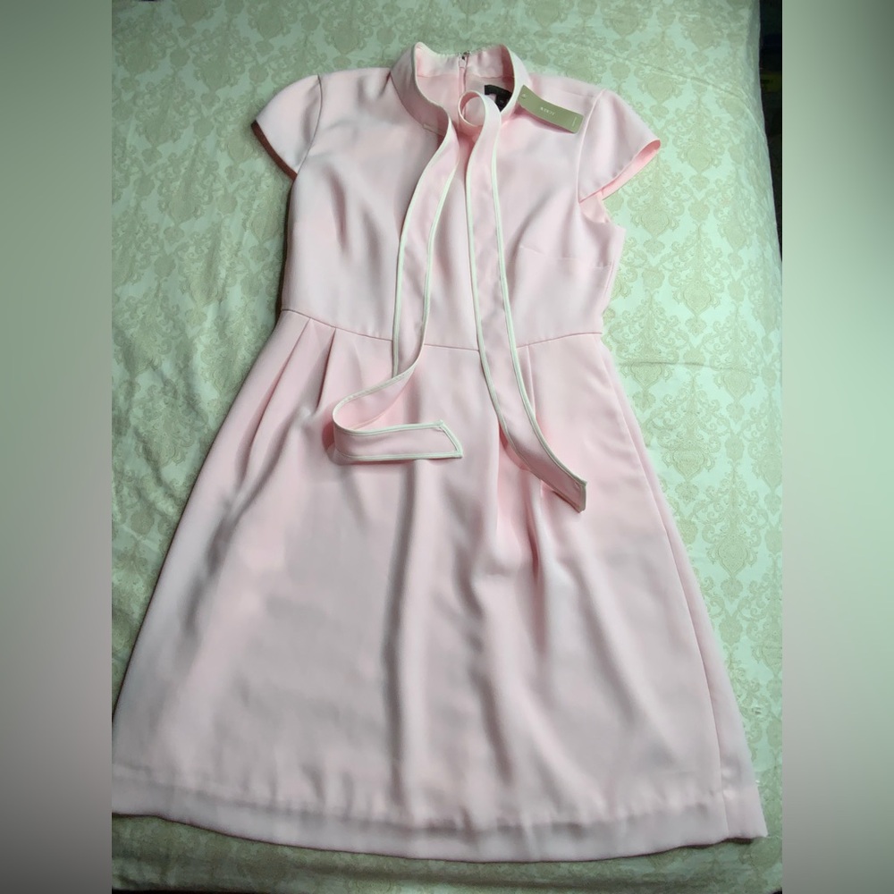 New with tags J. Crew Tie-neck Dress In 365 Crepe, Size 10P Pink